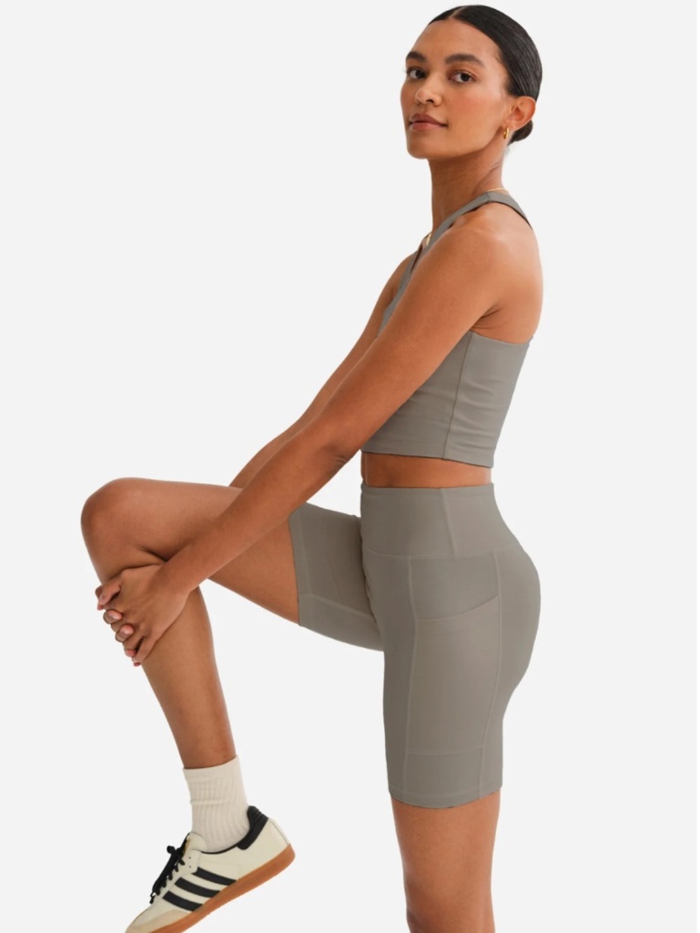 MATE the Label High-Rise Pocket Bike Shorts in Pebble